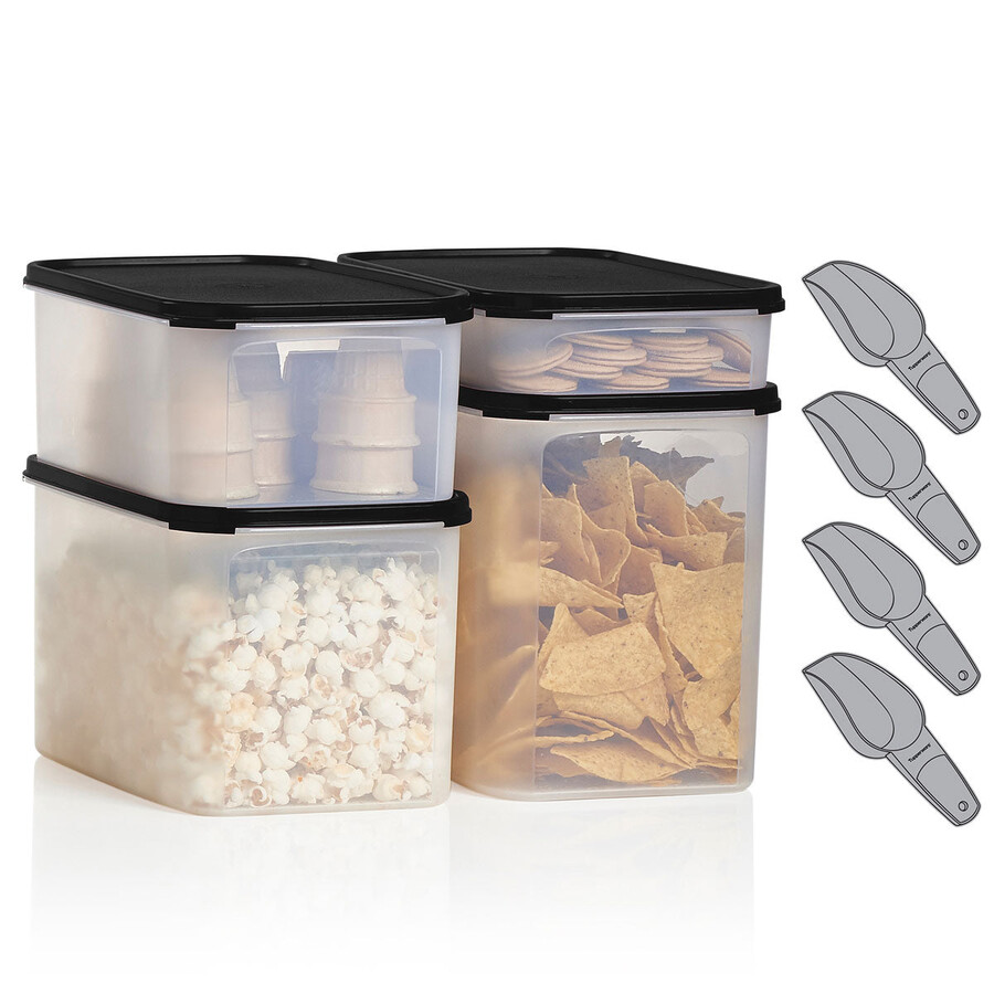 tupperware modular mates rechthoekige set gitzwart