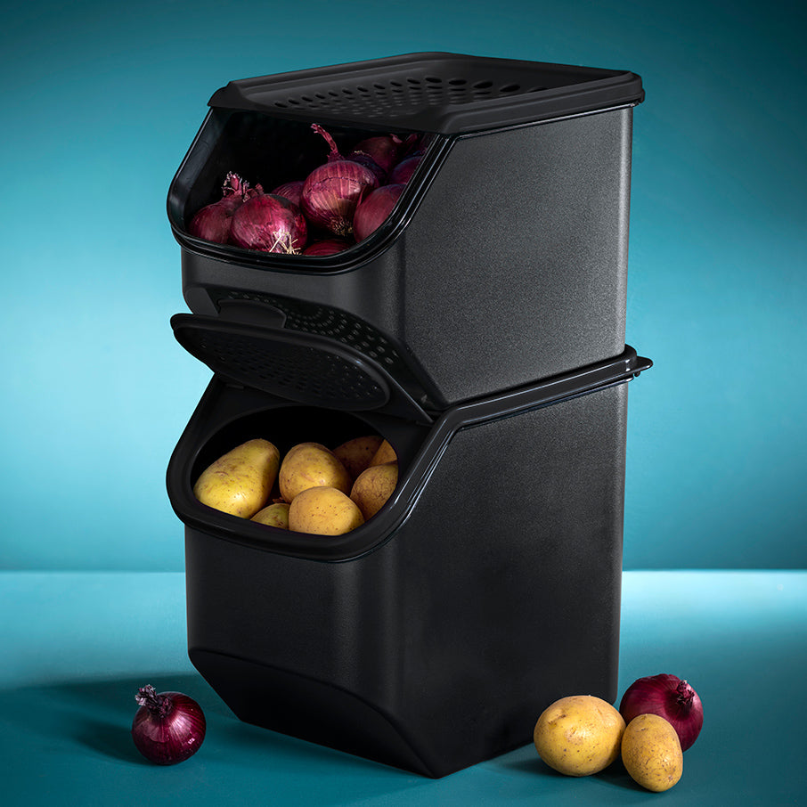 uien- en knoflookcontainer smart gitzwart