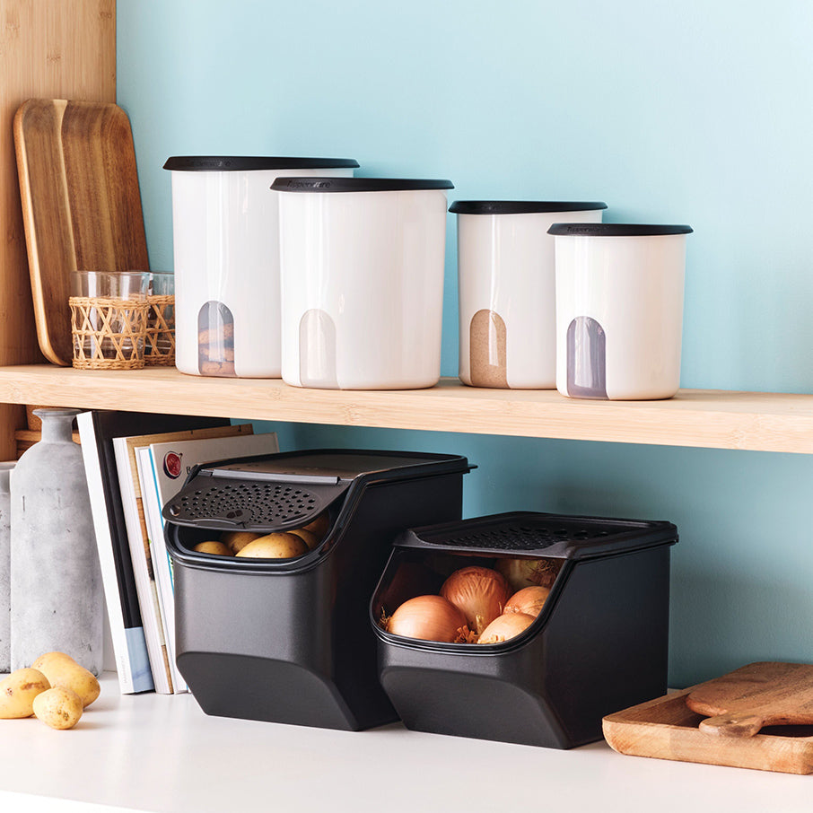 uien- en knoflookcontainer smart gitzwart