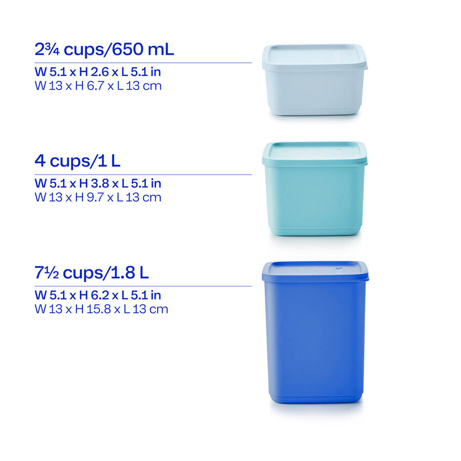basic bright 6-delige set vierkant blauw