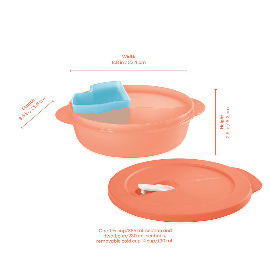 crystalwave plus lunch n dish met koude beker oranje blauw
