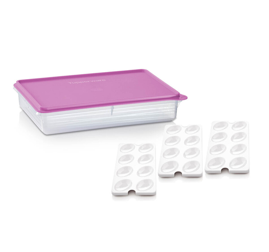 tupperware snack-stor grote opbergdoos met inzetstuk voor 3 eieren wilde moerbei