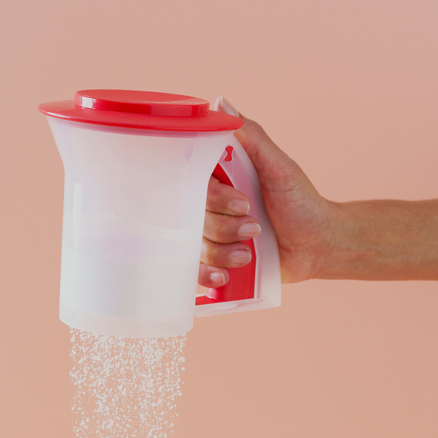 tupperware sift n store zeef en bewaarcontainer 250 g chili