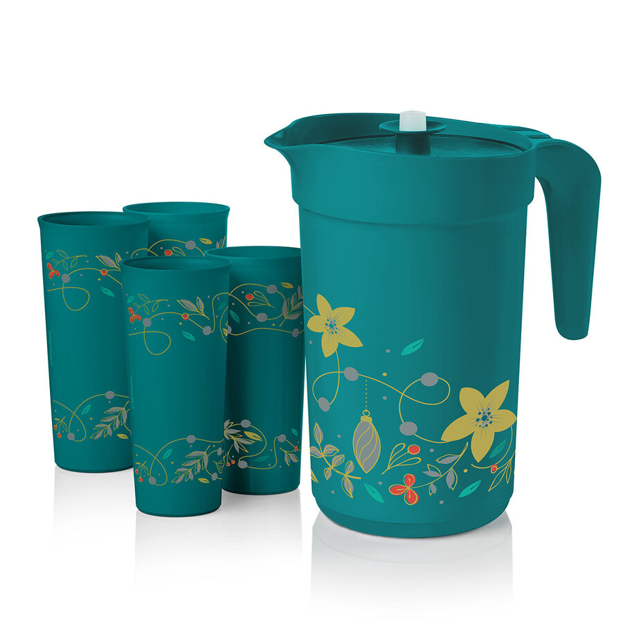 tupperware holiday holly kan en beker set feestelijk drinkgerei
